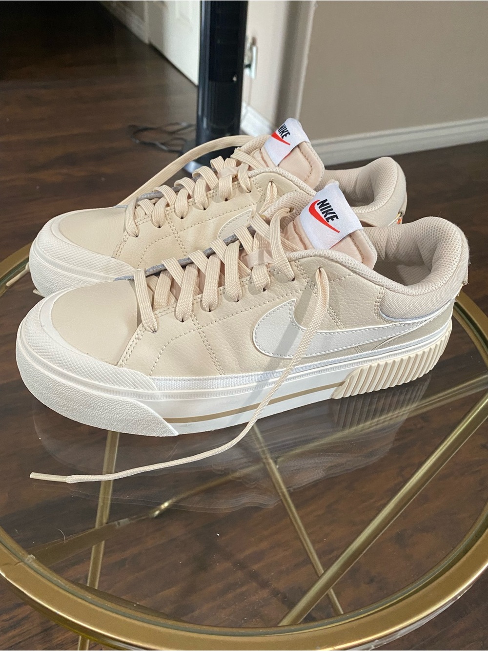 Nike Women's Platform Sneakers in Beige and White - Picture 3 of 7